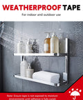 Bathroom shelf with toiletries attached using Heavy Duty Double Sided Tape 1/2 Inch By 50 Feet Waterproof Mounting Tape.