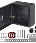 Weatherproof Outdoor Electrical Box 9.8 By 9.8 By 5.9 Inches Lockable Junction Enclosure With Din Rail Mount And Cable Gland