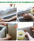 Applying Window Weather Sealing Tape to AC unit and window gaps for insulation and draft blocking, 2 inch by 90 FT, clear