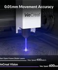 Vision 20W Laser Engraver Machine With AirGurad Pro Fume Extractor demonstrating 0.01mm movement accuracy and speed on material