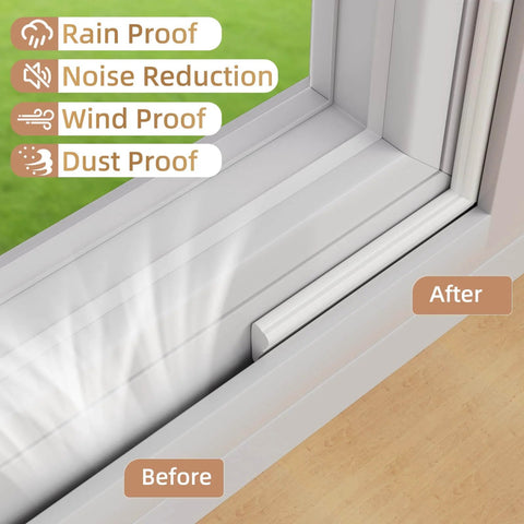 118” Wedge-Shape Foam Window Weather Stripping Door Seal Strip installed on white frame for noise reduction and insulation