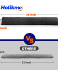 Comparison of weighted door draft stopper, 36 inch heavy duty under door blocker with hook and loop fastening, and 4.5 inch wide bottom door seal versus standard model.