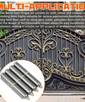 5 Pack Weld On Bullet Barrel Hinges 4 Inch Heavy Duty Carbon Steel For Swing Doors Trailers Ramps in front of decorative gate