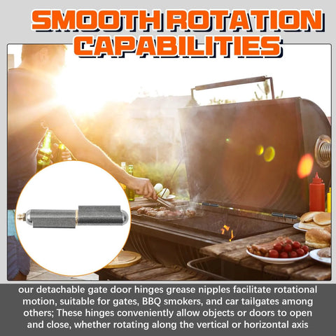 5 Pack Weld On Bullet Barrel Hinges 4 Inch Heavy Duty Carbon Steel on BBQ smoker with smooth rotation capabilities.