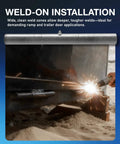 10 Inch Weld On Trailer Ramp Hinge being welded to metal frame, showcasing heavy steel construction for secure installation