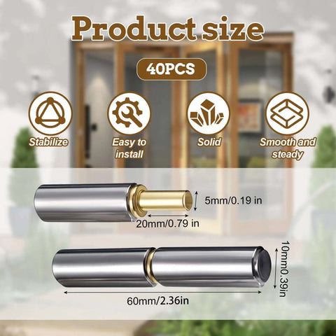 40 Pack Weldable Barrel Hinges Two And A Half Inch By Three Eighth Inch Heavy Duty Weld On Bullet Hinges Product Size Diagram