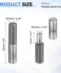 Product size of Set Of 10 Weldable Barrel Hinges 2 Inch By 3/8 Inch Carbon Steel Heavy Duty Detachable Weld On Door Hinges.