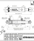 Engineering diagram of Direct From Manufacturer 2 Inch Bore 24 Inch Stroke Welded Heavy Duty Hydraulic Cylinder With Cross Tube Ends Double Acting Piston 3500 PSI Rating 8400 Lb Load SAE 6 Ports Universal Hydraulic Ram Magister.