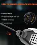 Close-up of Pro Grade 120 Amp Portable Welder with adjustable twist mechanism, suitable for 3 32 inch wire rods, showcasing easy setup.