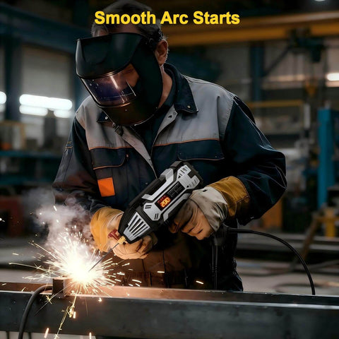 Welder using Stable Arc E6013 Welding Rods Three Thirty Second Inch, 60 Pack Carbon Steel Stick Electrodes.