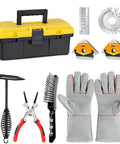 Complete Welding Accessories Tools Kit For Beginners Including 10.5 Inch Chipping Hammer 9.5 Inch Wire Brush 13.5 Inch Leather Gloves