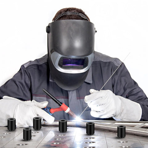 Welder using 15 Piece Welding Table Clamps Kit For Fixture Pins And Quick Setup 5 Eighths Inch Hole Compatible Clamp Set
