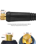 Close-up of Heavy Duty Welding Electrode Holder Clamp With Copper Wire Leads, showing dimensions and details for precise MMA ARC use.