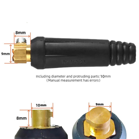 Close-up of Heavy Duty Welding Electrode Holder Clamp With Copper Wire Leads, showing dimensions and details for precise MMA ARC use.