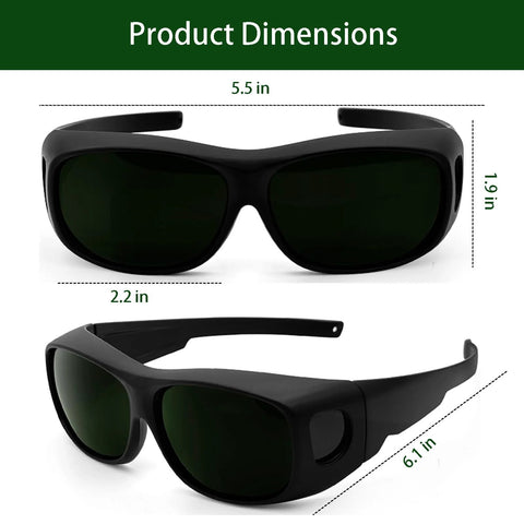 IR Five Point Zero Welding Safety Glasses wrap-around design dimensions 5.5x1.9x2.2 inches with UV protection lens
