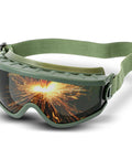 Welding Goggles Shade 5 IR Lens For Cutting Torch Brazing Eye Protection with green PVC frame and adjustable headband