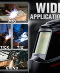 Auto Darkening Welding Helmet With Blue Light Blocking Outer Lens And True Color Solar Powered Hood Two Arc Sensors Wide Shade Range For TIG MIG ARC Grind