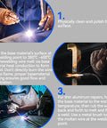 Welding instructions using Aluminum Brazing Rods 50 Pack Low Melt Aluminum Welding Rods 716 To 752 Degrees Fahrenheit Flux Core No Flux Required