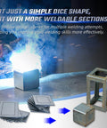 40-Piece Welding Practice Kit With 11 Gauge Premium Mild Steel Coupons, Includes Handy Welding Magnet shown with steel cubes