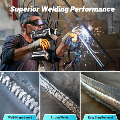 Man welding with E6013 Welding Rods 3 By 32nd Inch, showcasing weld quality and slag removal, suited for DIY metal fabrication.