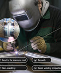 Welder using Pro Grade ER308L Stainless Steel TIG Welding Rods 1/16 X 16 In, 1 Lb Filler Wire for smooth, corrosion-resistant welds.