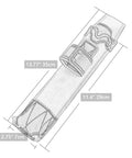Diagram of Flame-Resistant Leather Electrode Bag and Welding Rod Holder for Welders with measurements and front pocket detail