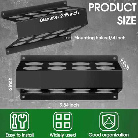 Welding Rod Storage Set With 8 Slot TIG Rod Rack And 8 40 Inch Tungsten Electrode Tubes Wall Mount Organizer size details