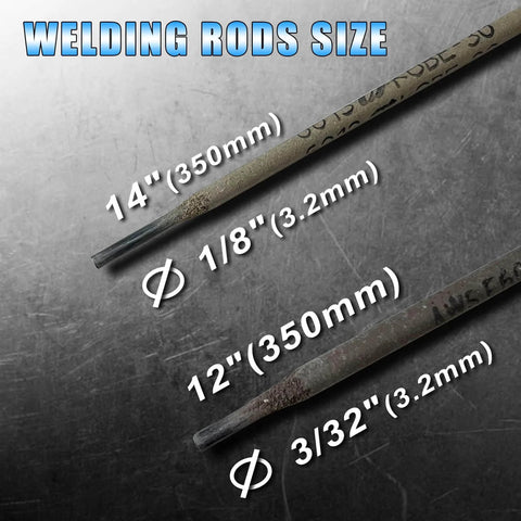 E6013 Welding Rod 3 32 Inch 1 Pound All Position Carbon Steel Electrodes sizes shown on metal background