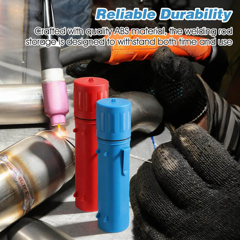 2 Pcs Welding Rod Storage Tube 14 Inch Airproof Waterproof Electrode Sticks Container Red And Blue Durable ABS Case