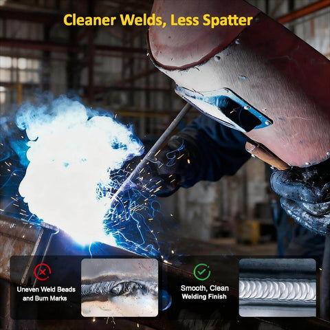 Welder using Stable Arc E6013 Welding Rods Three Thirty Second Inch for smooth welds in a workshop setting