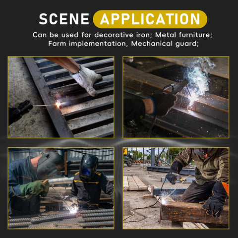 E6011 1/8 Inch Arc Welding Rod used in various applications like decorative ironwork, metal furniture, and farm equipment welding.