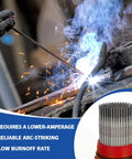 All Position E7018 Low Hydrogen Welding Rods For AC DC Welding 3 32 Inch 5 Pound Moisture Proof Storage Tube Carbon Steel Stick Electrodes For Arc Welding Sosation in use with sparks visible