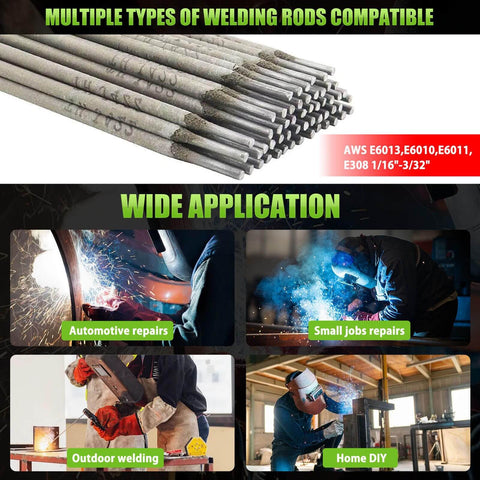 Welding rods compatible with Ultra Portable 110V ARC Welder Stick Machine, 250Amp Mini GNI Welder With 20 Rods images of wide applications.