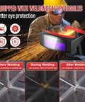 Welder using 2 In 1 110V Arc And Lift TIG Welder For Home DIY with welding goggles, illustrating true color and eye protection features