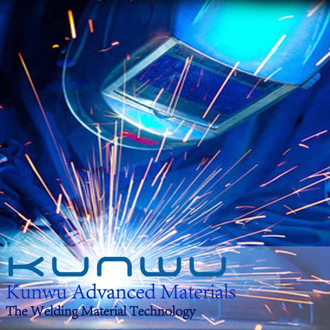 Welding process using ER308L stainless steel TIG welding rods for 304L and 308L welds, with a bright blue flame and sparks.