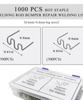 Diagram of Hot Staples Welding Rods For Plastic And Metal Repair With Wave Bonding, showing 0.6mm and 0.8mm sizes, 1000 pieces pack by ZNDAW