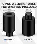 Front and back view of 10pcs Welding Table Fixture Pins Five Eighths Inch By One Inch By One And A Half Inch Quick Setup Clamps