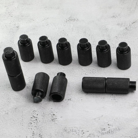 Image of 12 Piece Welding Table Fixture Pins Set for Five Eighth Inch Holes 2 Inch Length, durable carbon steel, shown on a gray background.