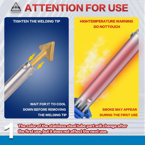 Powerful 150W LED Digital Adjustable Temperature Plastic Welder Kit usage instructions and safety warnings.