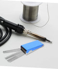 13 Piece Welding Tip Cleaner Kit With Stainless Steel Cleaning Needles In Durable Aluminum Case For Gas Welding Emergency Repairs And On The Go Maintenance, showing open aluminum case with needles and soldering iron.