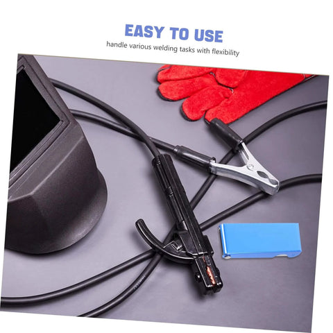 Welding equipment with helmet, red gloves, and 13-Piece Stainless Steel Welding Tip Cleaner Kit With Aluminum Case
