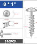 ✝️ Wensilon (White) Pocket Hole Screws # 8 * 1" dimensions for 390pcs, showing screw design and size details in diagram.