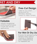24 Piece Sanding Sponge Set 3x4 Inch with Grit Range 120 to 3000 Hook and Loop, showing foldable design and cutting feature for wet and dry use
