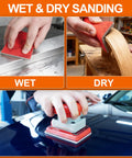 Using 28 Pcs Grit Sanding Sponges Set Wet Dry Foam Hand Sander for metal, wood, and auto surfaces.