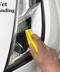 Using Detail Sander Paper Kit 70Pcs Wet Dry Sandpaper With 3 5 By 1 Inch Hand Block on car headlight
