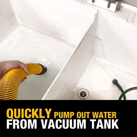 External Pump Accessory For Wet Dry Vacs That Reaches Hard To Reach Areas Dewalt DXVPA101 in use removing water from sink