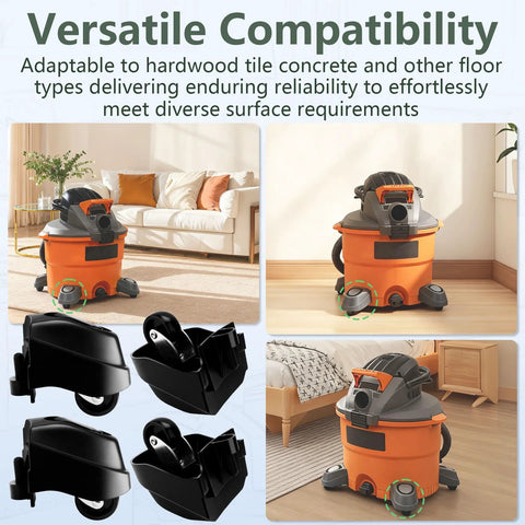 Foot Caster And Caster Wheel Kit For 6 Gallon And 16 Gallon Wet Dry Vacuums Plate Casters Set Of 4 Compatible With Ridgid WD Series Vacuums