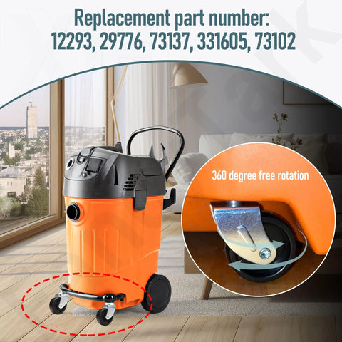4 Pack Replacement Wet Dry Vacuum Caster Wheels Set Compatible With Ridgid Craftsman And Dewalt Vacuums