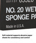 Close-up of Wetordry Sponge Pad Dual Sided For Wet And Dry Sanding Automotive label showing product details.