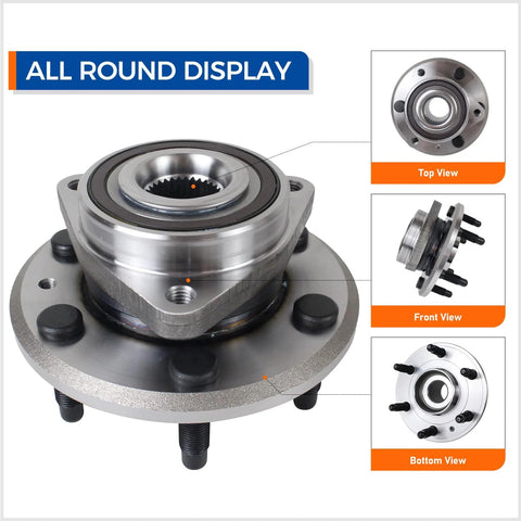All round display of Wheel Bearing And Hub Assembly 513277 Front And Rear Six Lug With ABS Compatible With Buick Enclave Chevy